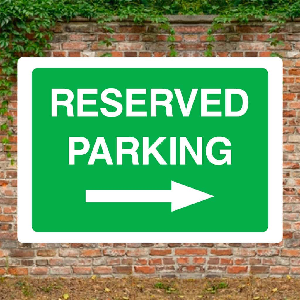 Reserved Parking Sign Right Arrow Landscape - The Sign Shed