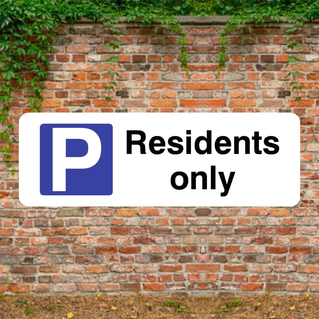 Residents Only Parking P Landscape Sign - The Sign Shed