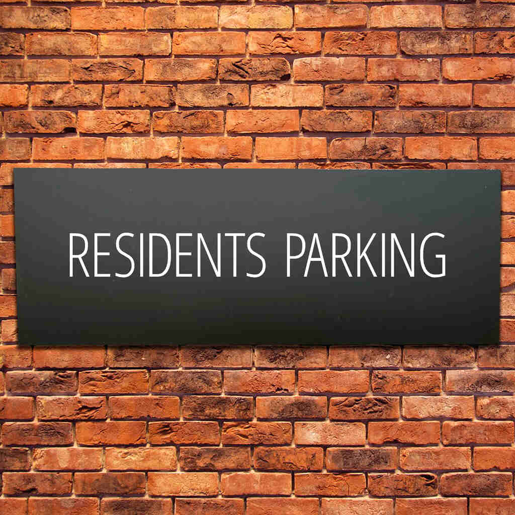 Residents Parking Sign Midnight Black Landscape - The Sign Shed