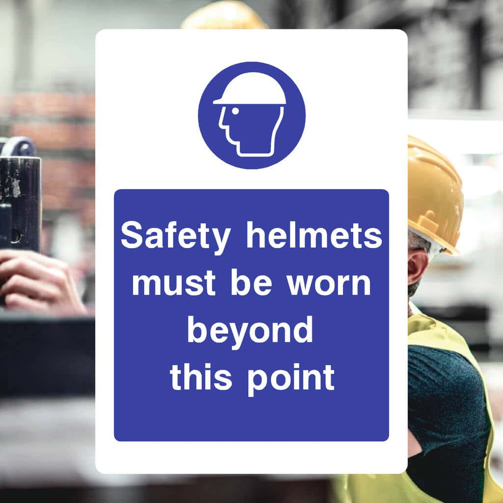 Safety Helmets Must Be Worn Beyond This Point Sign - The Sign Shed