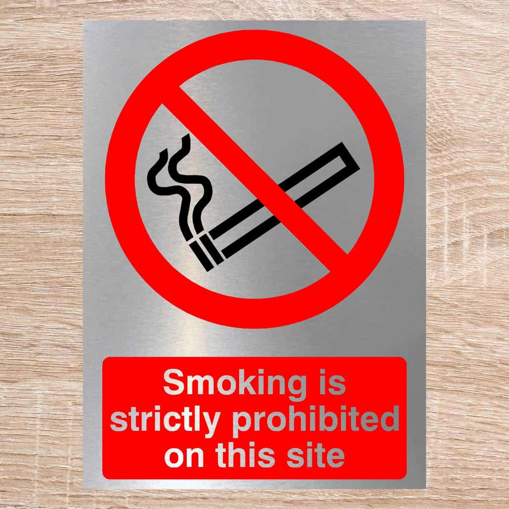 Smoking Prohibited On Site Sign Silver - The Sign Shed