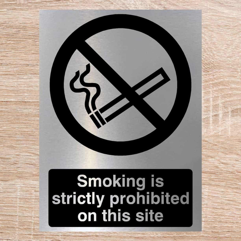 Smoking Prohibited On Site Sign Silver - The Sign Shed