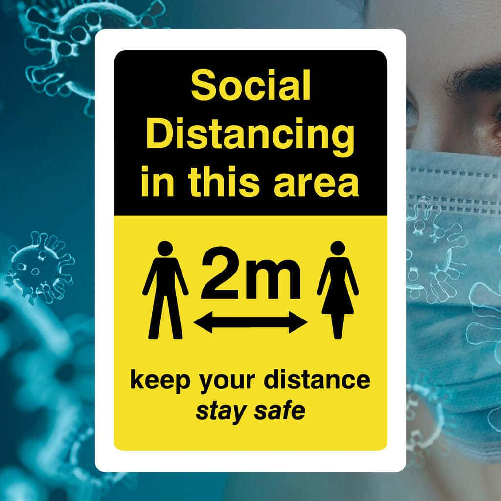 Social Distancing In Area Keep Your Distance 2 Metre Sign Portrait - The Sign Shed