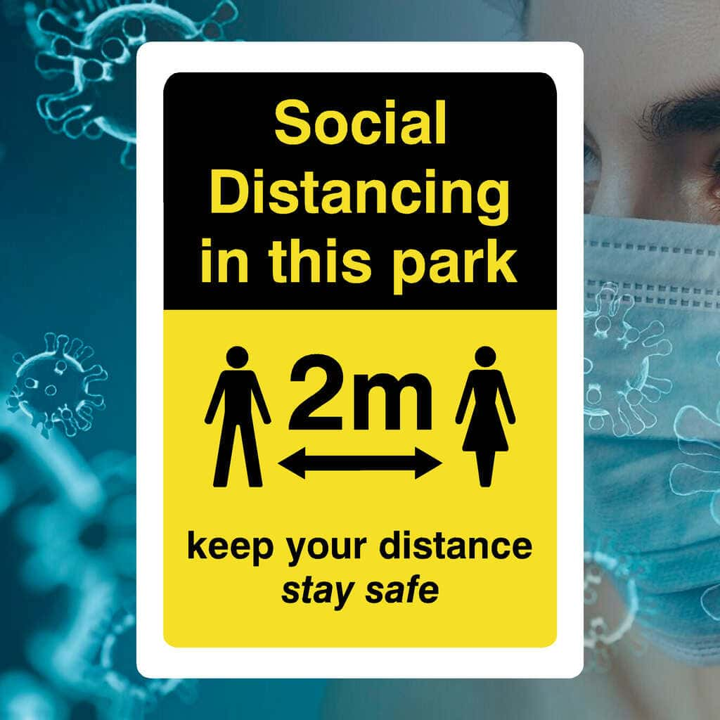 Social Distancing In This Park Keep Your Distance 2 Metre Sign - The Sign Shed