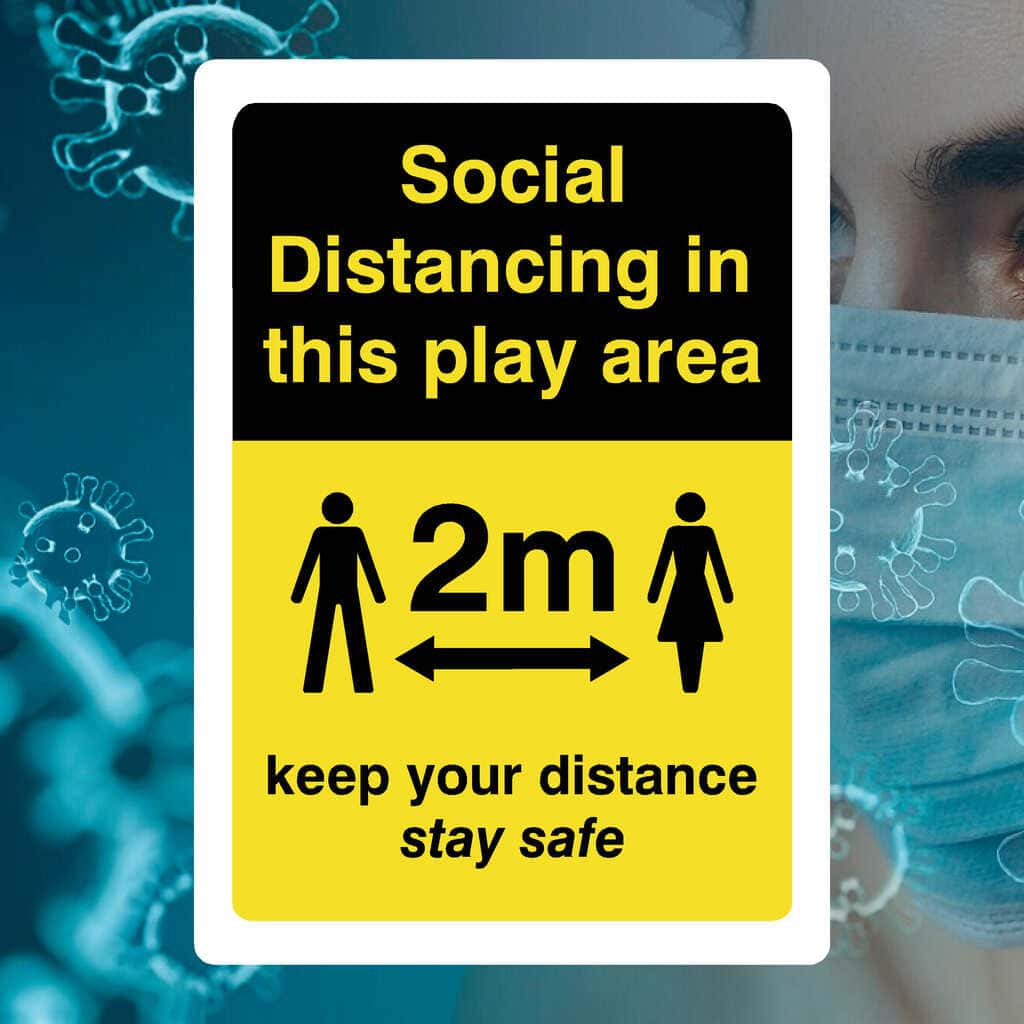 Social Distancing In This Play Area Keep Your Distance 2m Sign - The Sign Shed