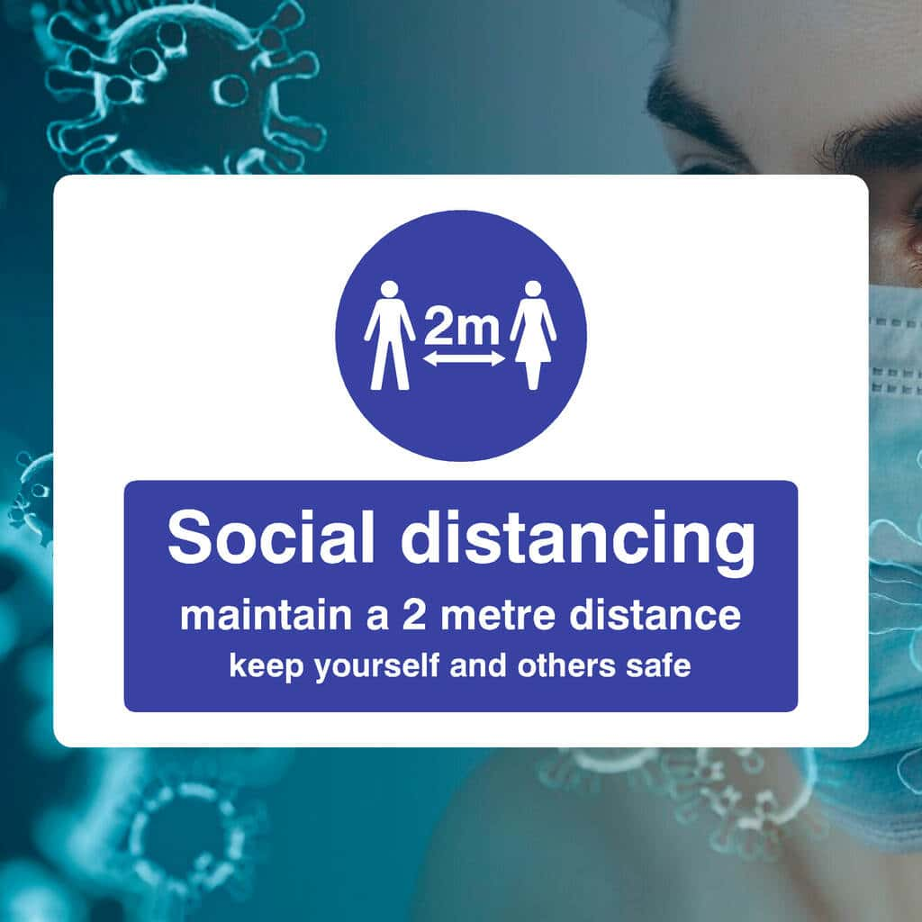 Social Distancing Maintain 2 Metre Distance Sign Landscape Version - The Sign Shed