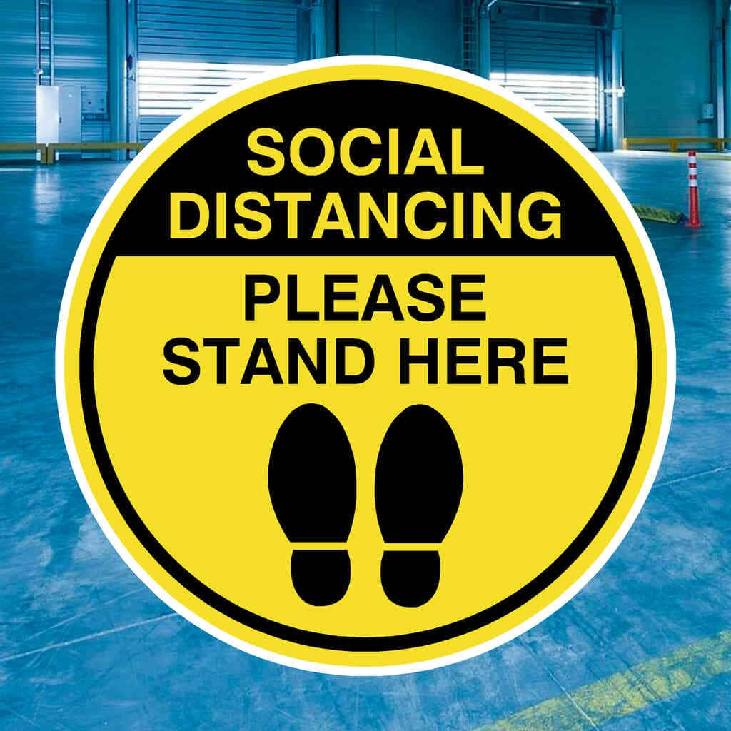 Social Distancing Please Stand Here Floor Sticker - The Sign Shed