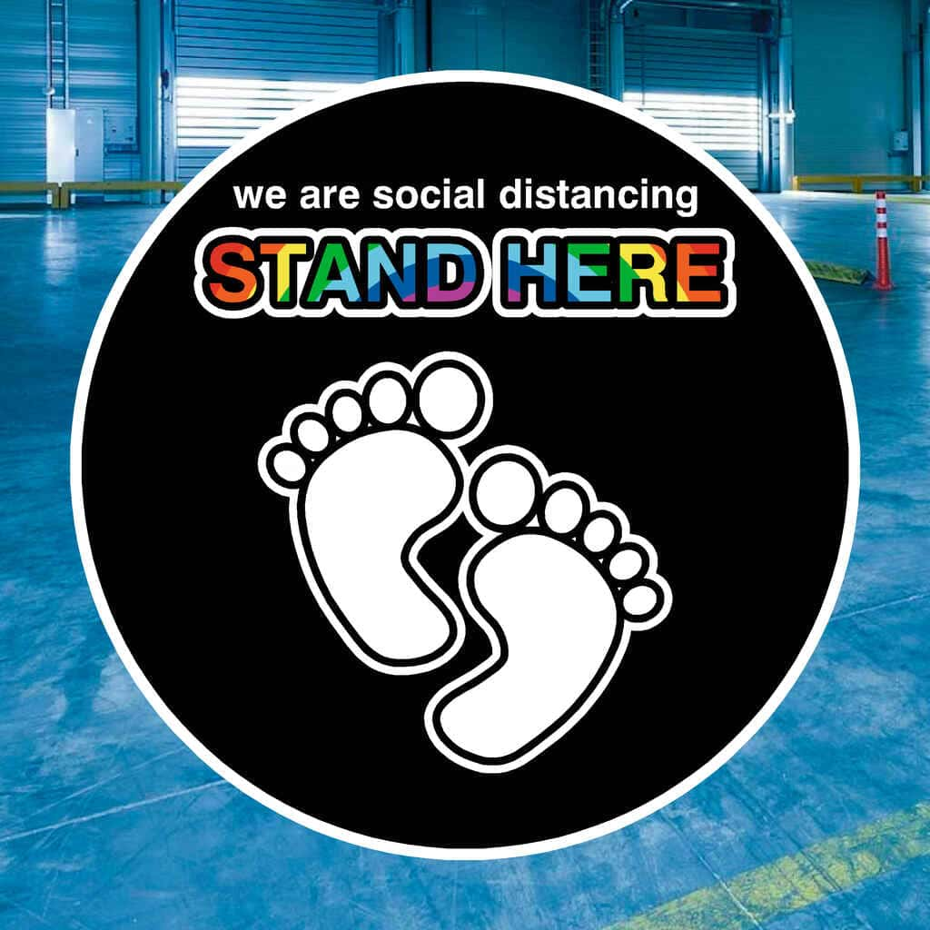 Social Distancing Stand Here Floor Sticker - The Sign Shed