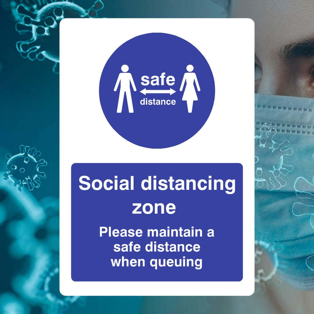 Social Distancing Zone Maintain Safe Distance Queuing 2 Metre Sign - The Sign Shed