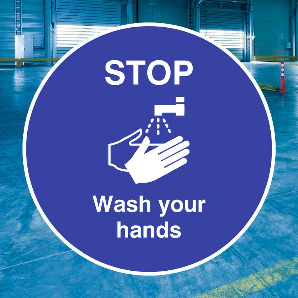 Stop Wash Your Hands Floor Sticker - The Sign Shed