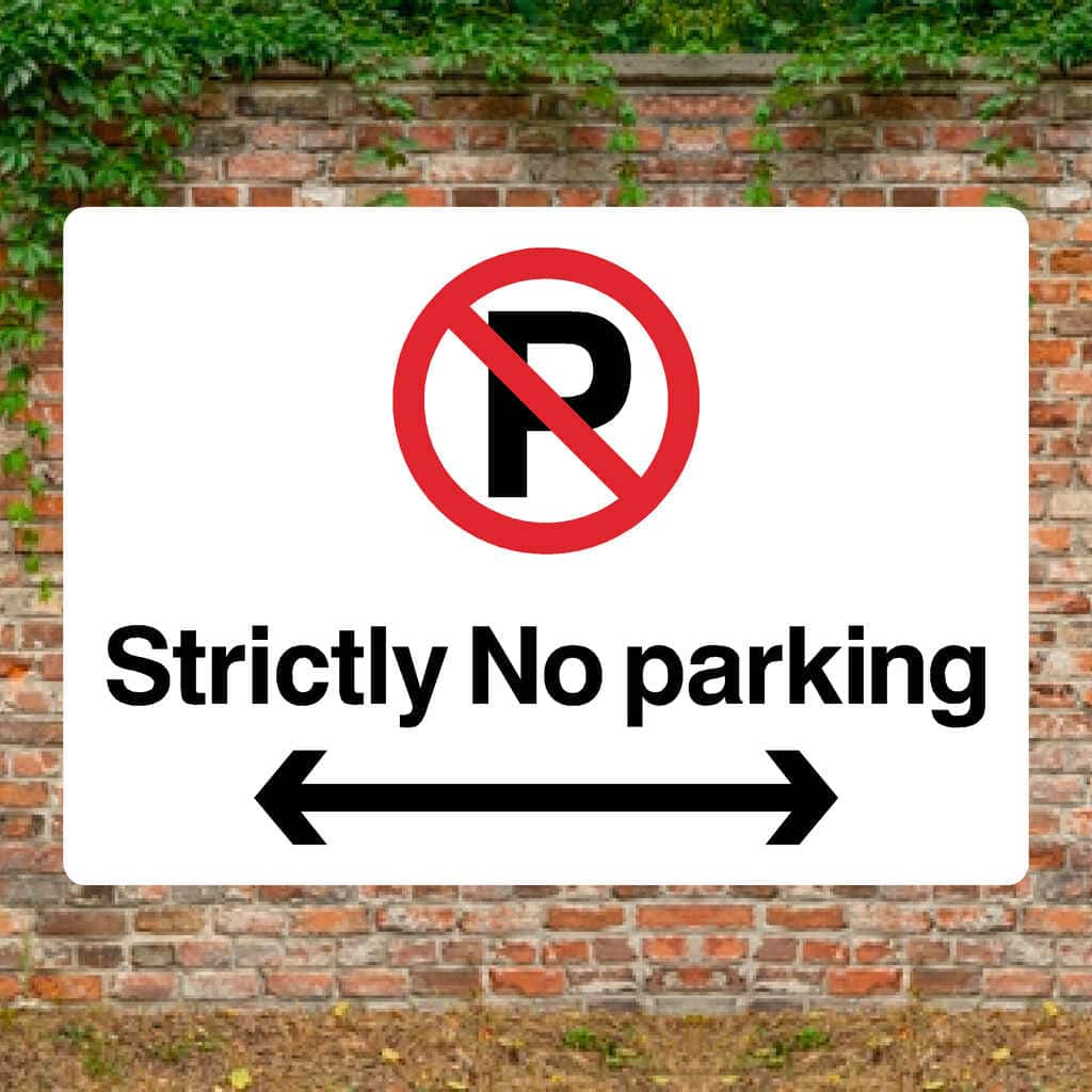 Strictly No Parking Left And Right Arrow Prohibition P Sign Landscape - The Sign Shed