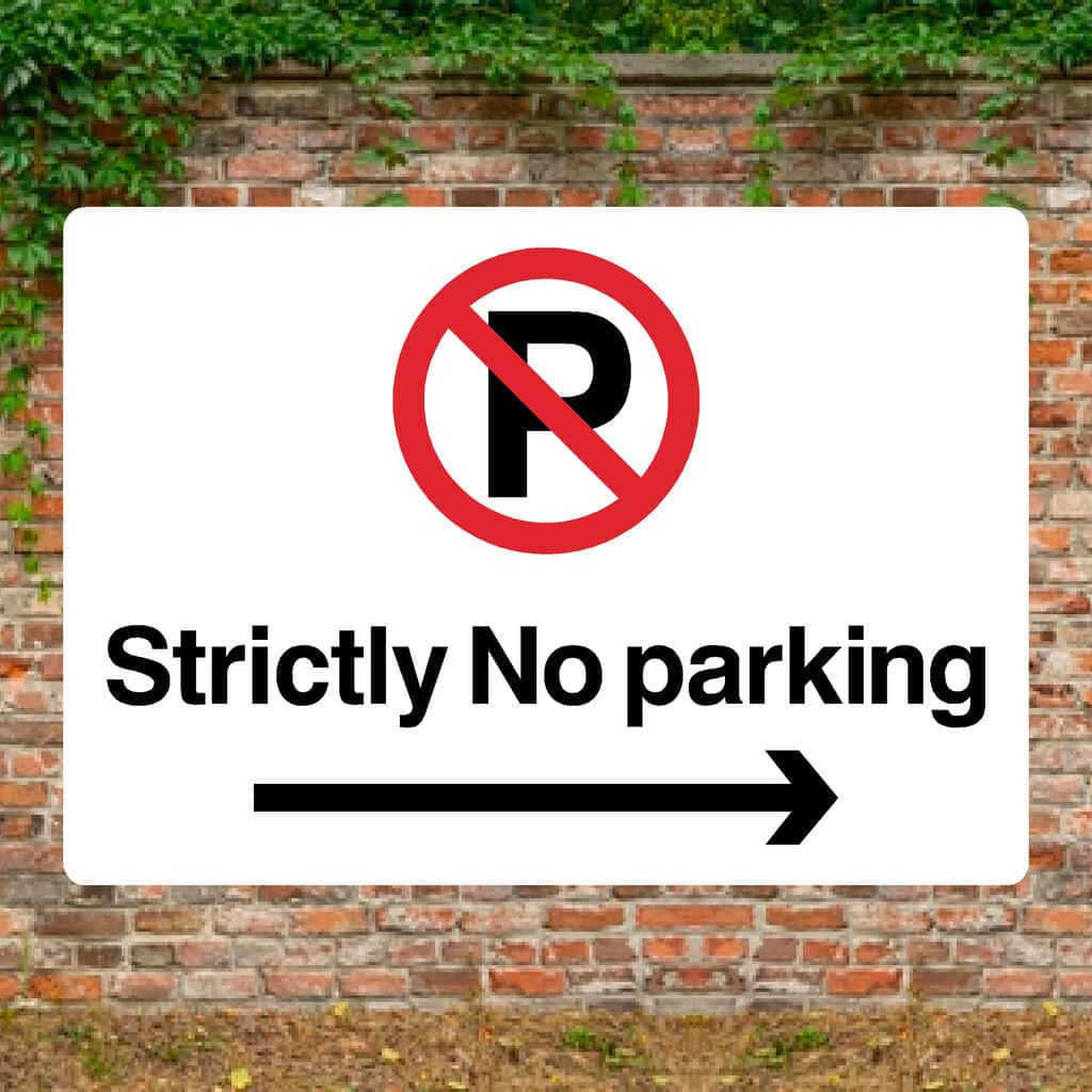 Strictly No Parking Right Arrow Prohibition P Sign Landscape - The Sign Shed