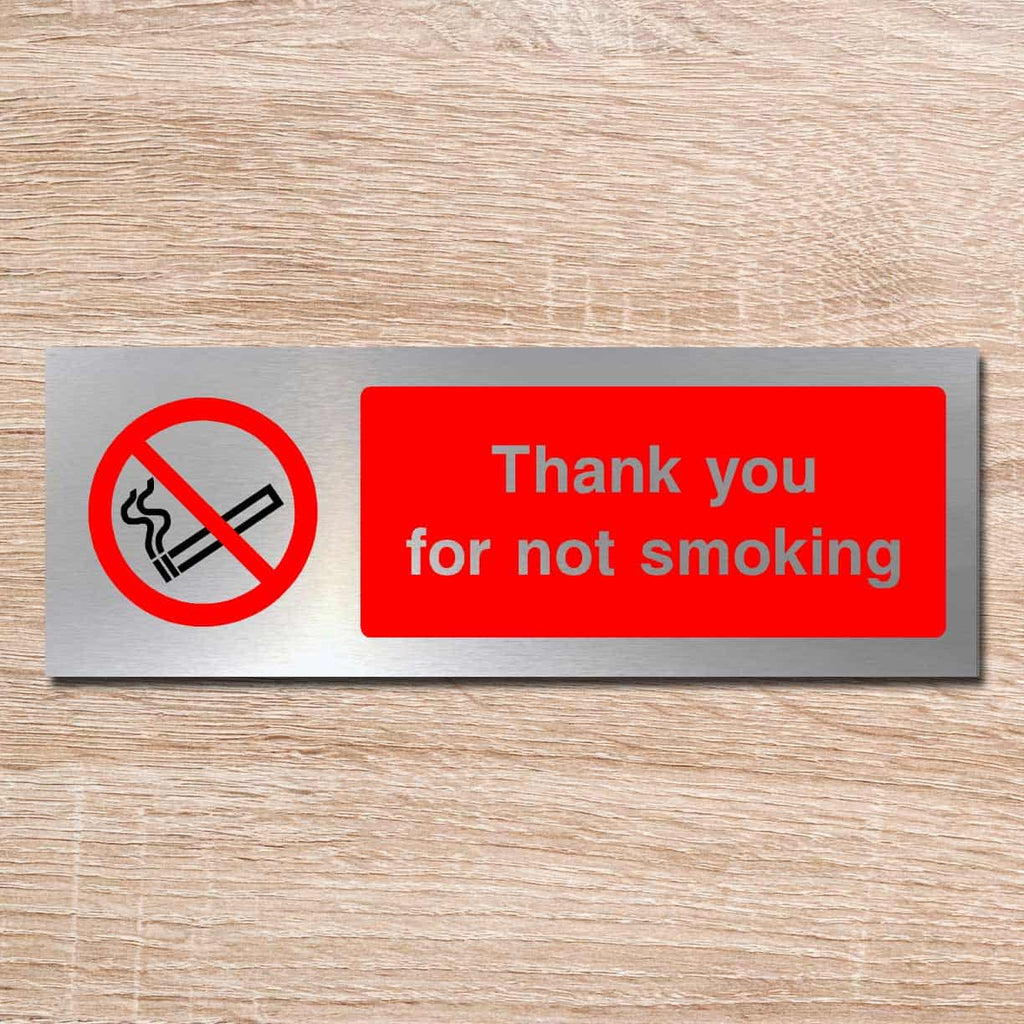 Thank You For Not Smoking Sign in Brushed Silver - The Sign Shed