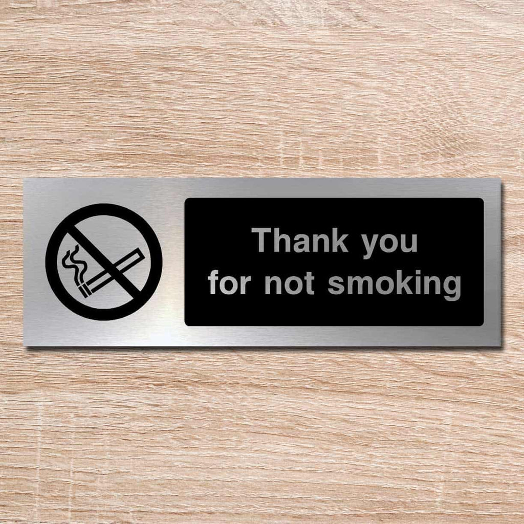 Thank You For Not Smoking Sign in Brushed Silver - The Sign Shed