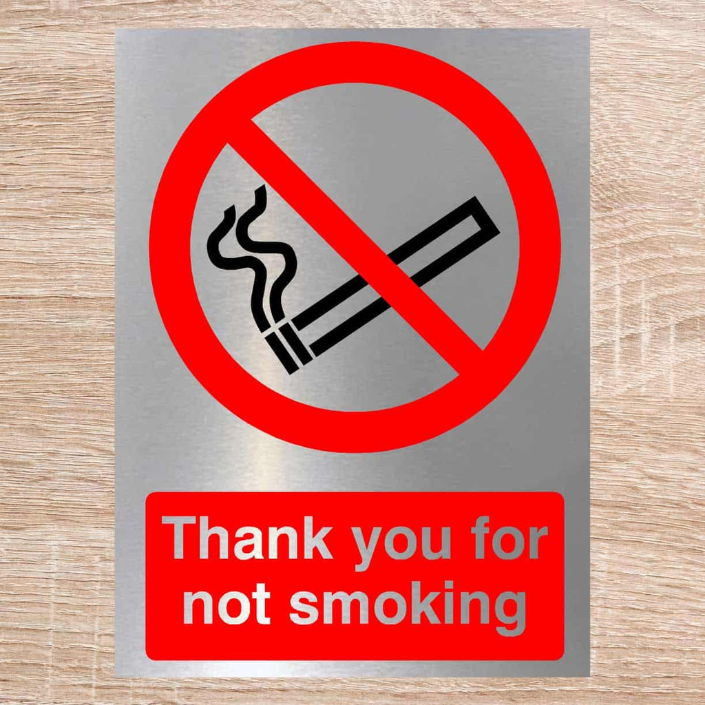 Thank You For Not Smoking Sign Silver - The Sign Shed