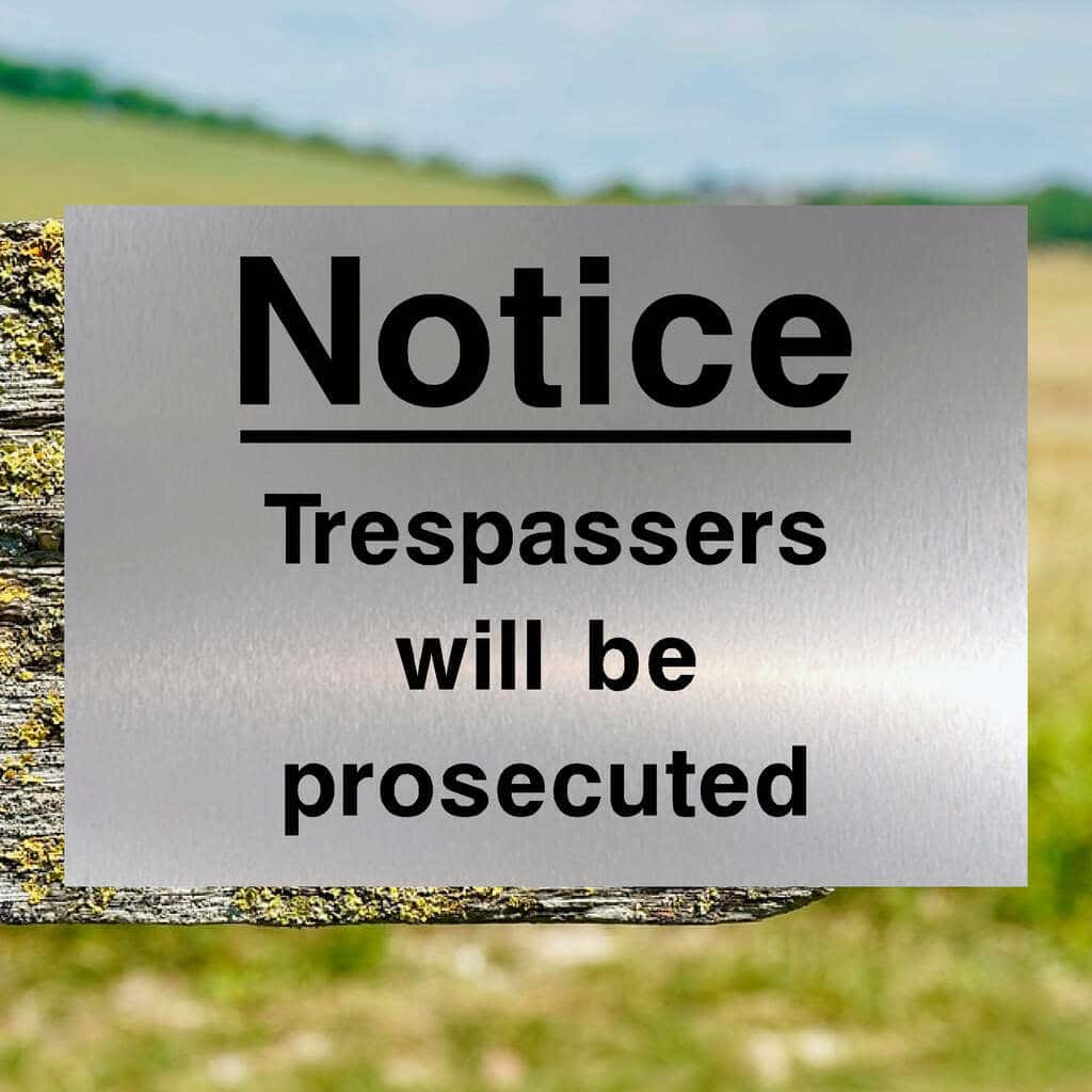 Trespassers Will Be Prosecuted Sign Brushed Silver - The Sign Shed