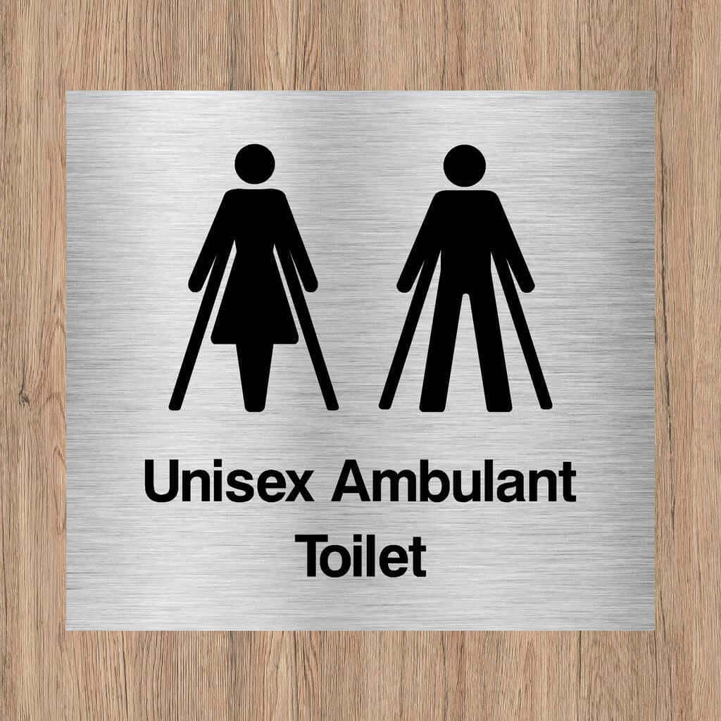 Unisex Ambulant Toilet Sign Brushed Silver - The Sign Shed