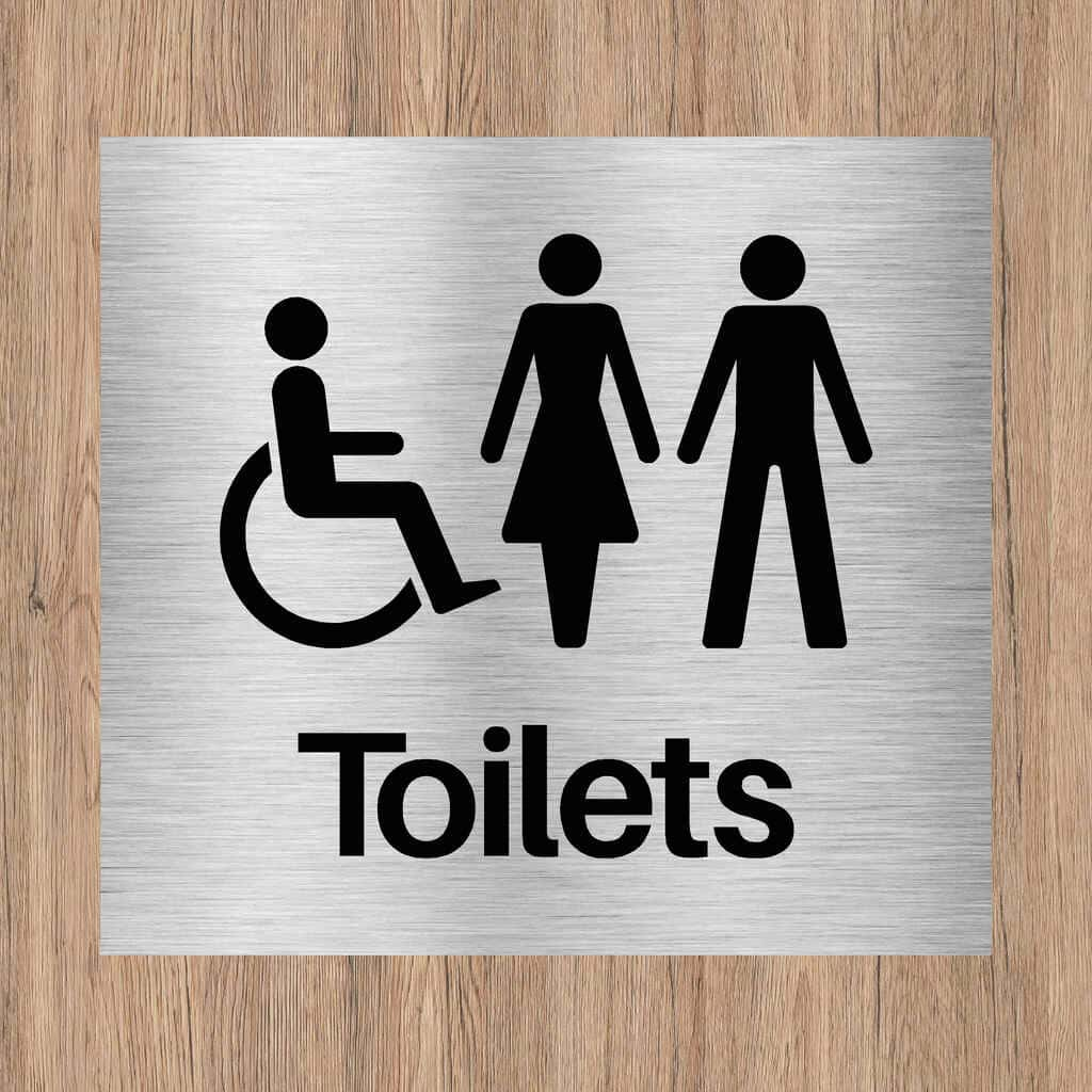 Unisex Disabled Toilets Sign in Brushed Silver - The Sign Shed