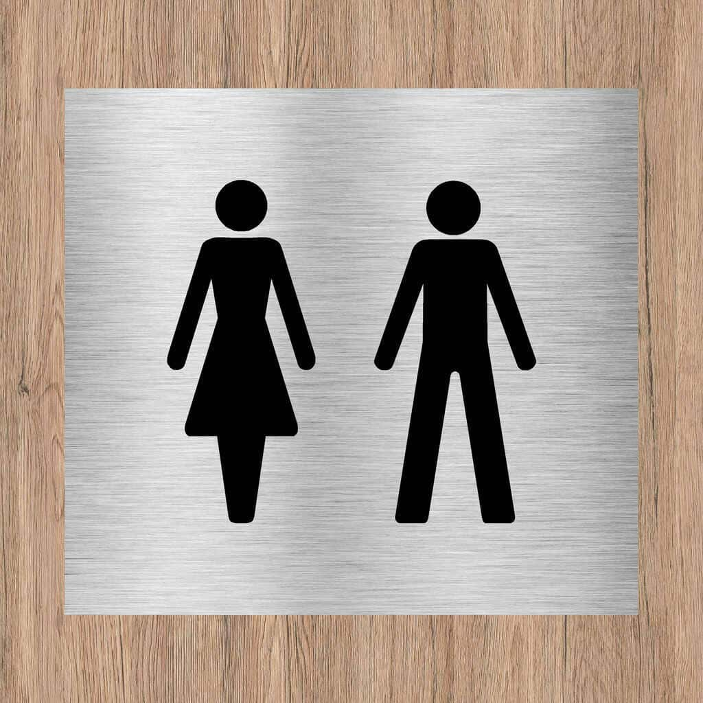 Unisex Toilet Sign in Brushed Silver - The Sign Shed