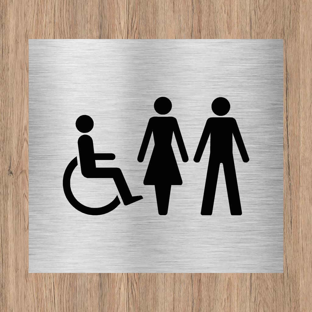 Unisex Toilets Disabled Sign in Brushed Silver - The Sign Shed