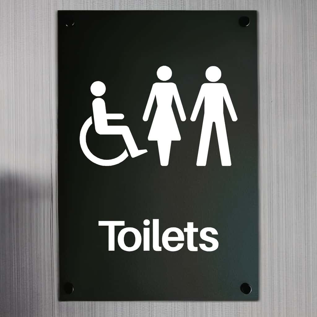 Unisex Toilets Disabled Sign Midnight Black Portrait - The Sign Shed