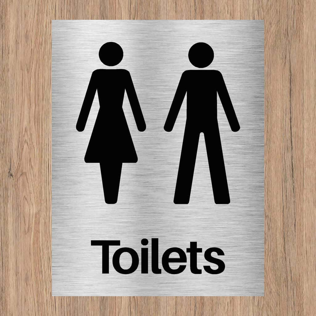 Unisex Toilets Sign in Brushed Silver Aluminium - The Sign Shed