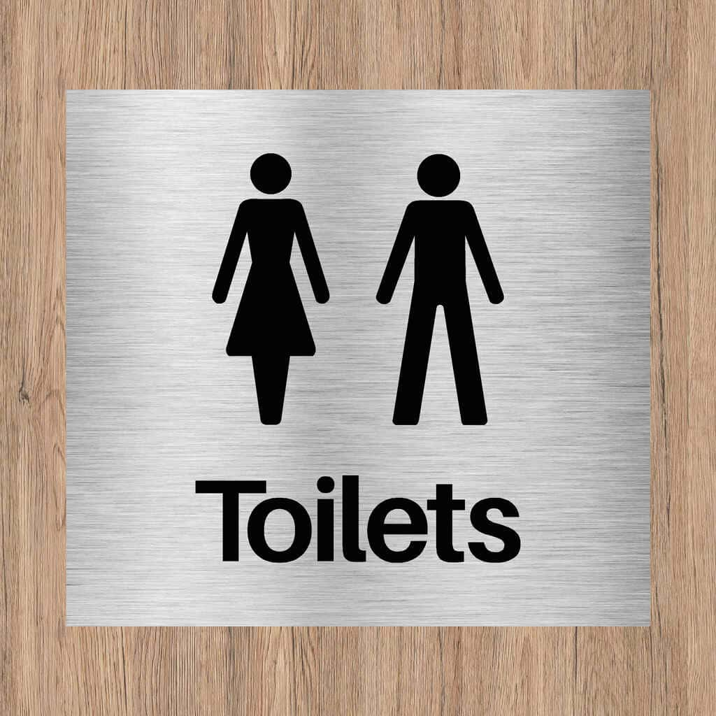 Unisex Toilets Sign in Brushed Silver Square - The Sign Shed