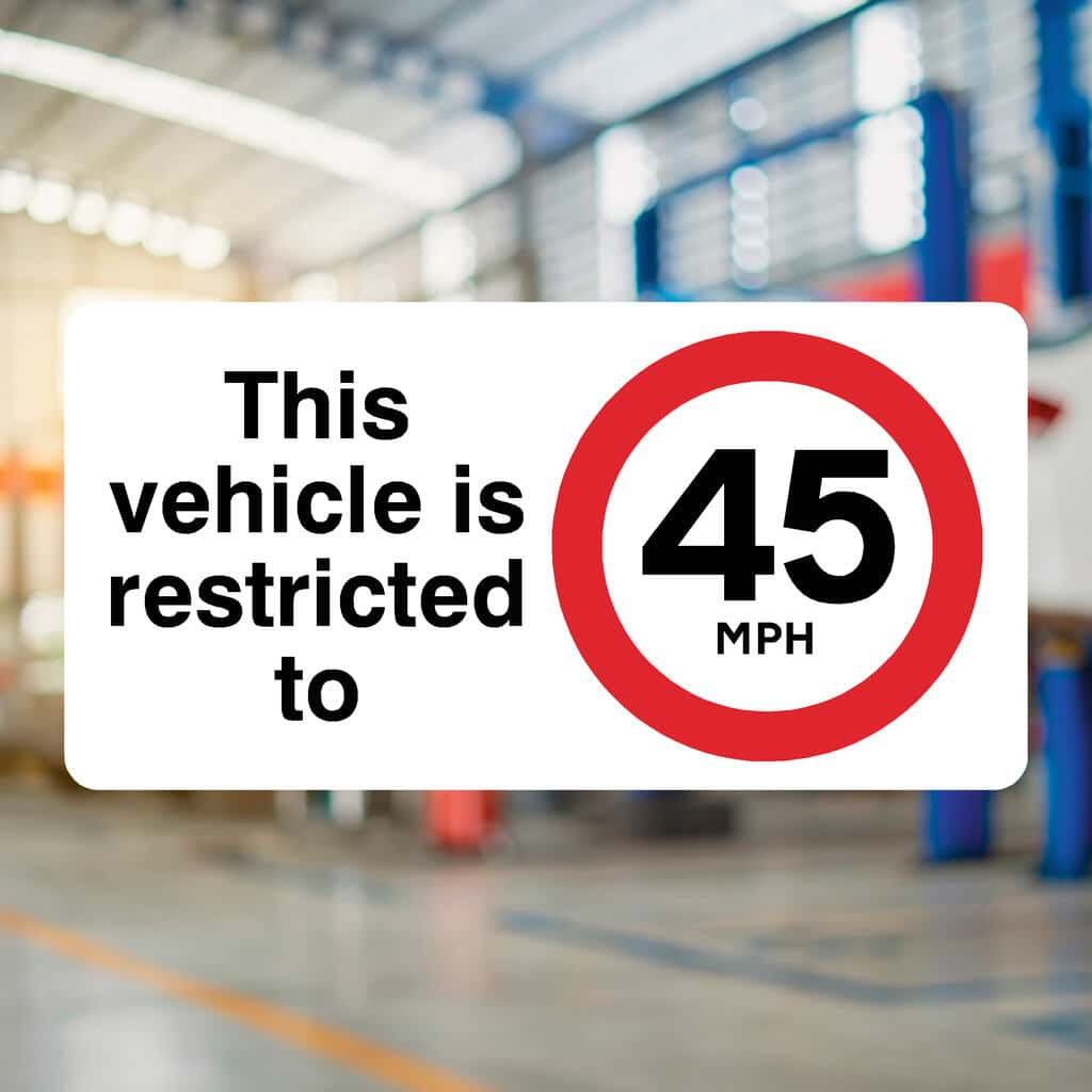 Vehicle Is Restricted To 45 MPH Sign - The Sign Shed