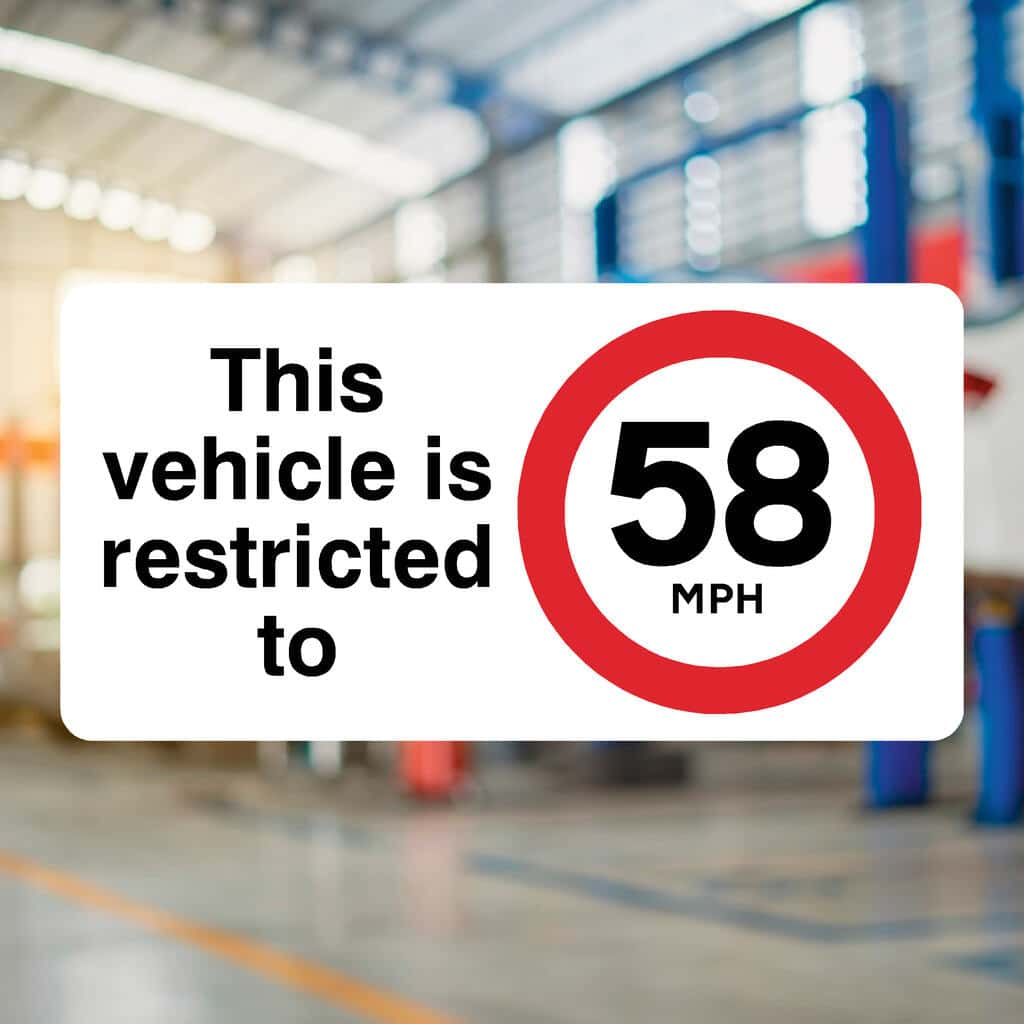 Vehicle Is Restricted To 58 MPH Sign - The Sign Shed