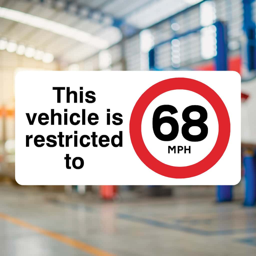 Vehicle Is Restricted To 68 MPH Sign - The Sign Shed