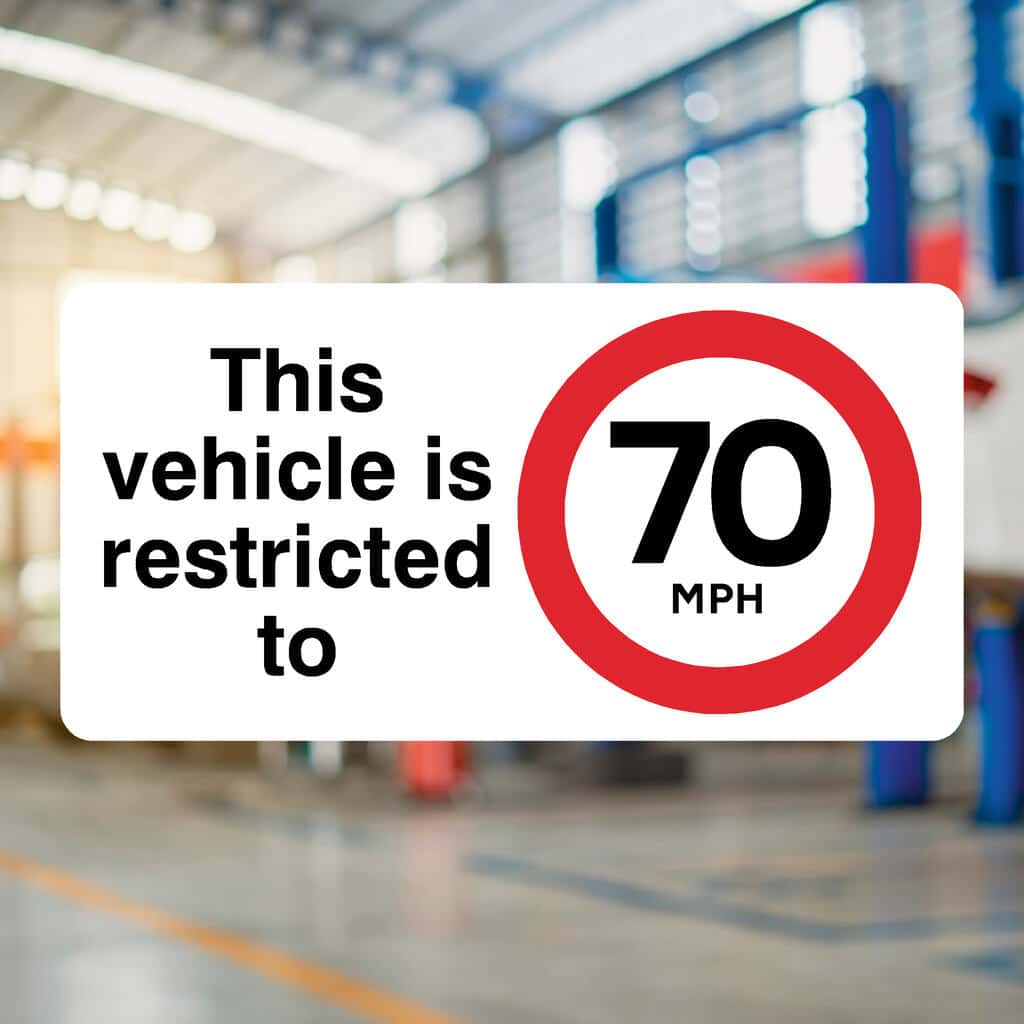 Vehicle Is Restricted To 70 MPH Sign - The Sign Shed