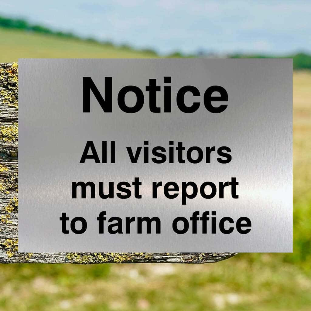 Visitors Report To Farm Office Sign Silver - The Sign Shed