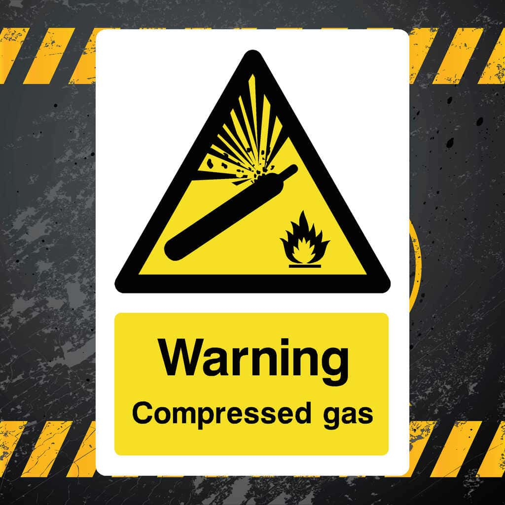 Warning Compressed Gas Sign - The Sign Shed