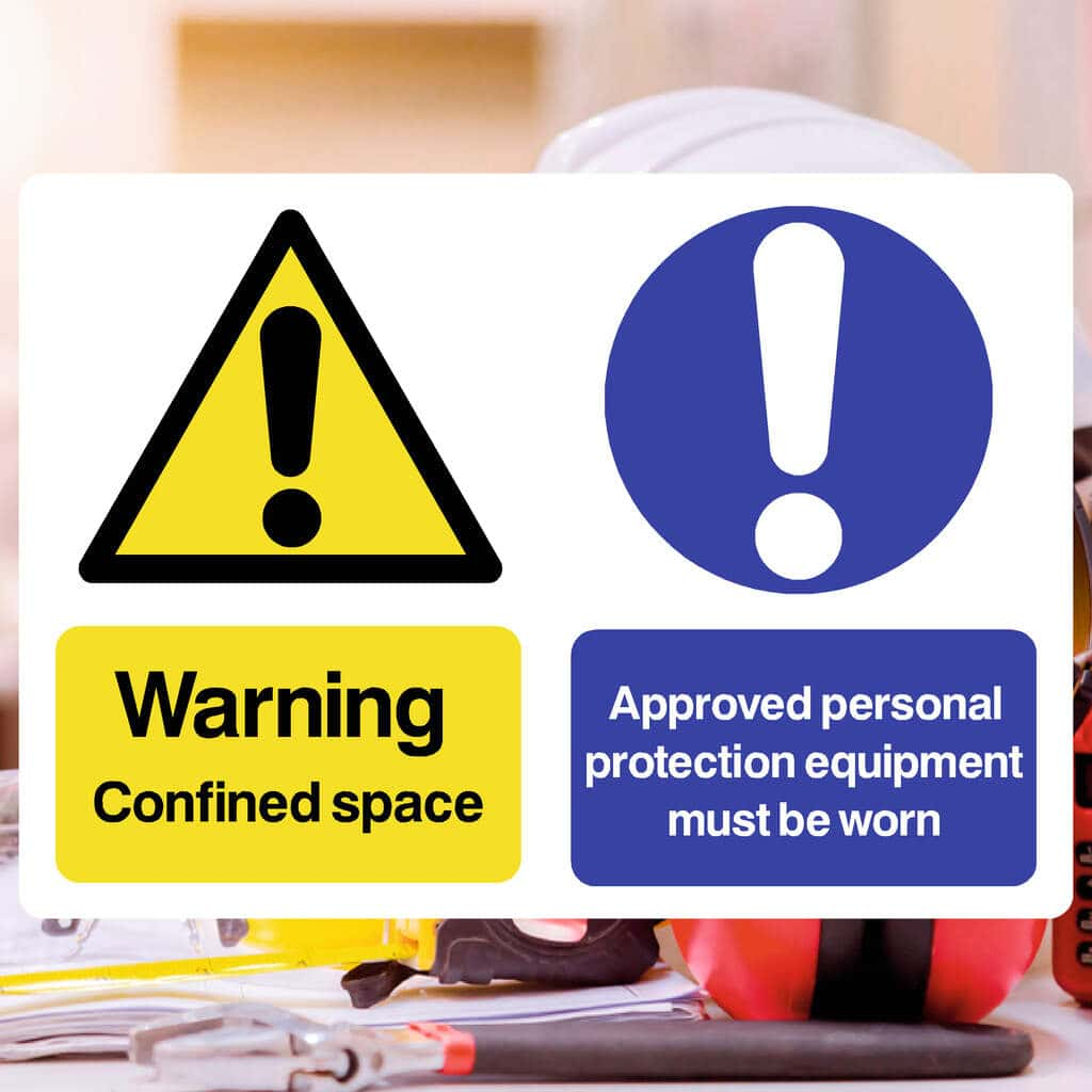 Warning Confined Space Approved PPE Must Be Worn - The Sign Shed