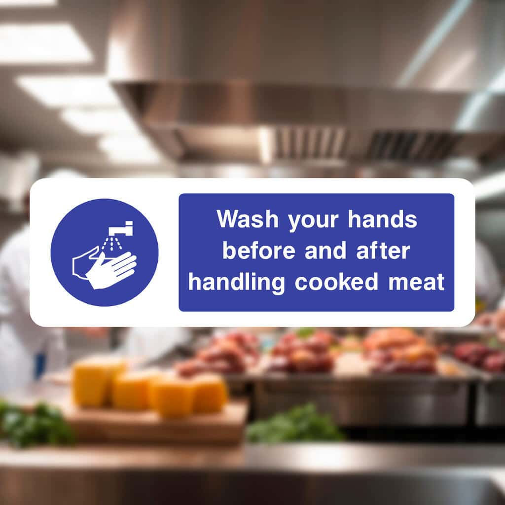 Wash Your Hands Handling Cooked Meat Sign - The Sign Shed