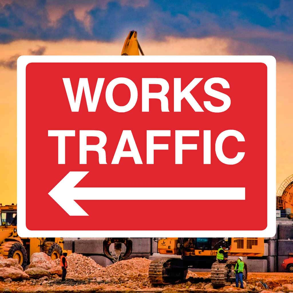 Works Traffic Sign Left Arrow - The Sign Shed