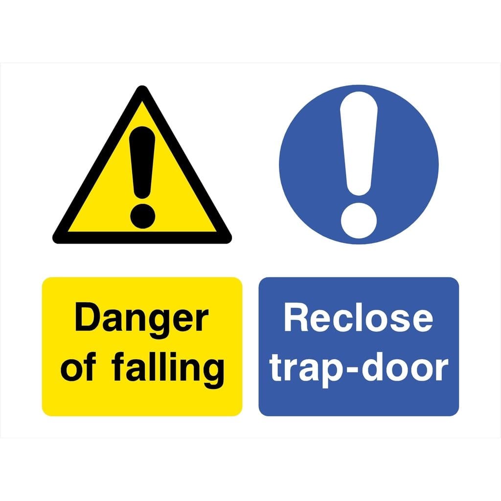 Danger Of Falling Reclose TrapDoor Sign