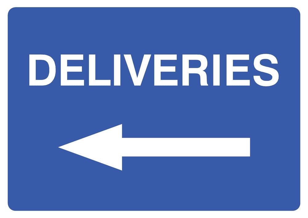 Deliveries Left Arrow Sign Blue