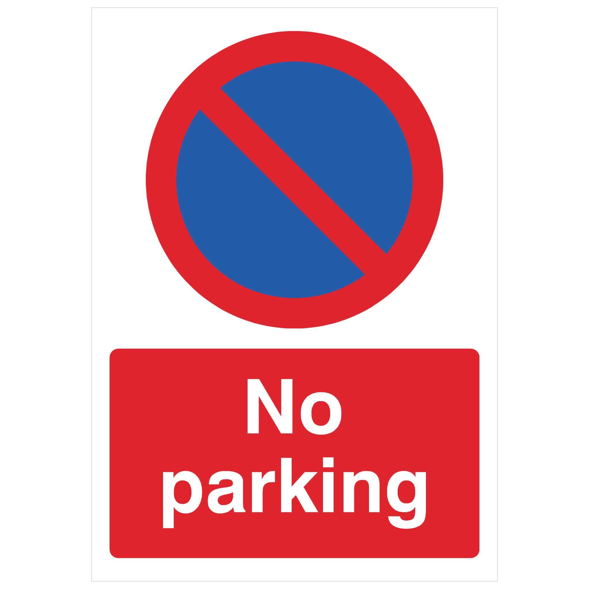 no parking signs with car