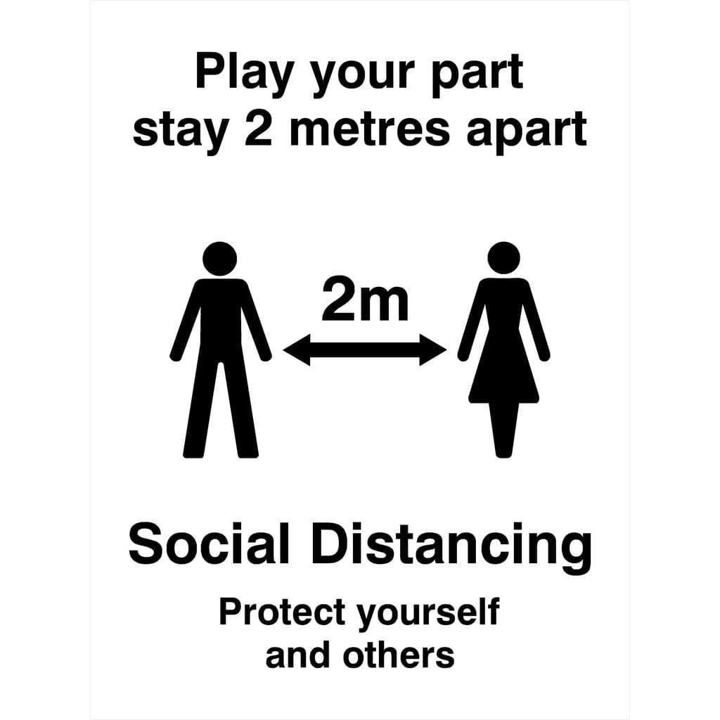 Play Your Part Stay 2 Metres Apart Social Distancing Sign